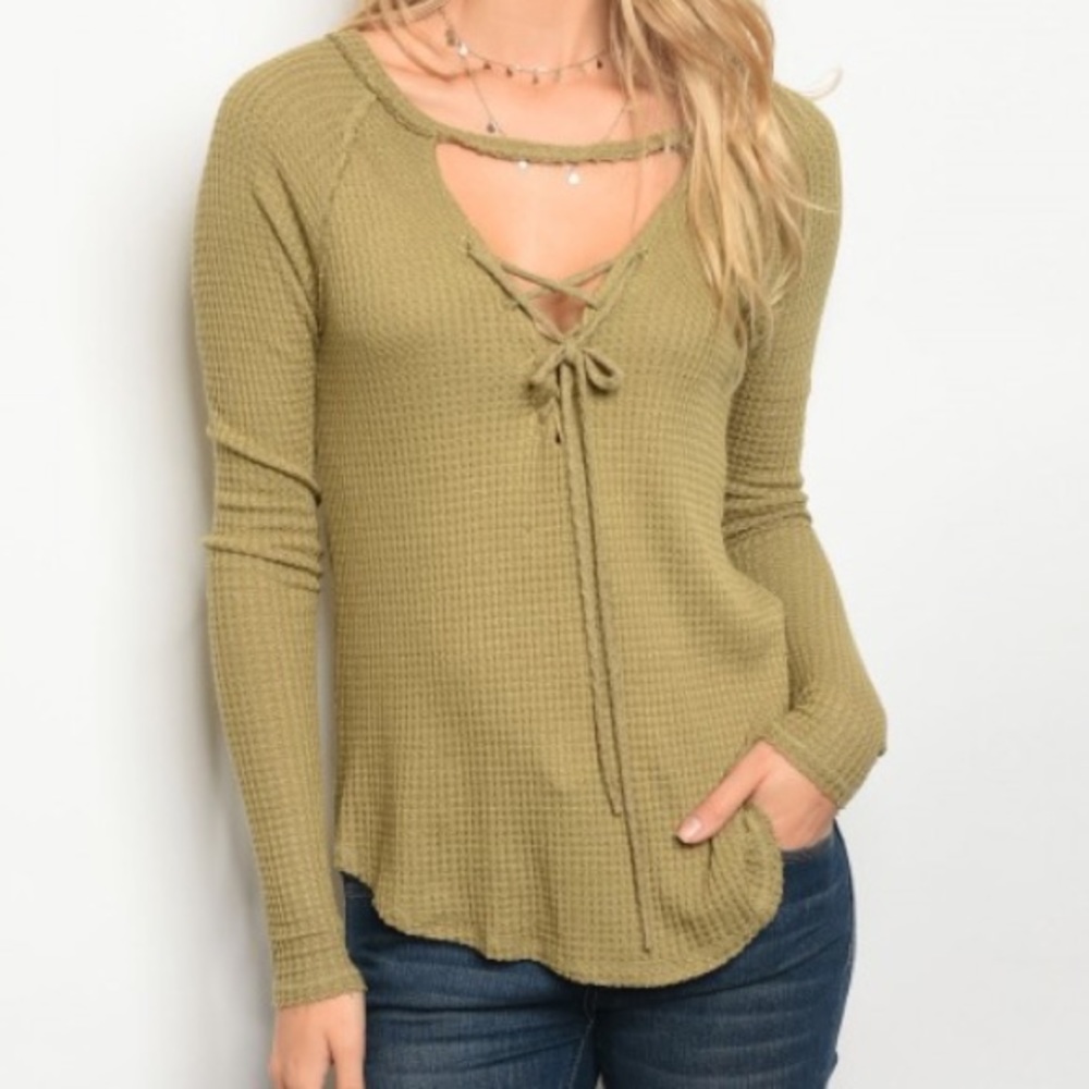 Olive Waffle Top